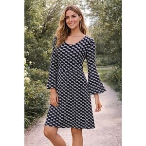 Boden Miriam Jersey Tunic Dress Size 6 R Navy & White Parasol Umbrella Print